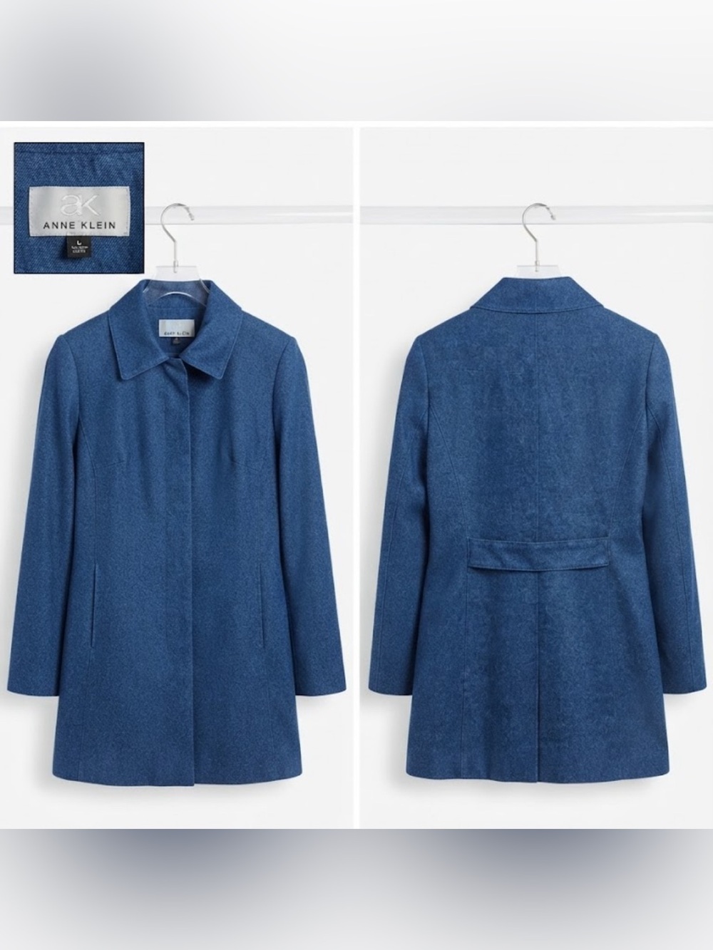 Anne Klein Denim Single-Breasted Pea Coat